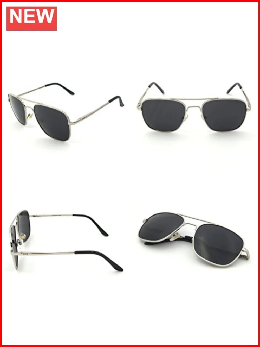 Classic Square Aviator Sunglasses, Polarized, UV Protection